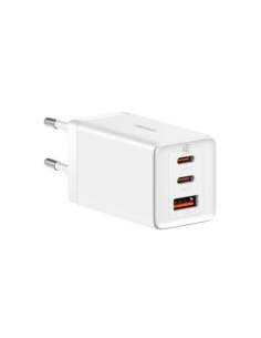 BASEUS GAN5 PRO FAST CHARGER 2C+U 65W EU  WHITE (INCLUDE: BASEUS XIAOBAI SERIES FAST CHARGING CABLE TYPE-C  TO TYPE-C 100W(20V/5