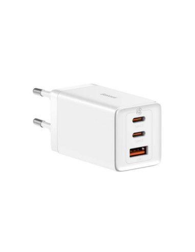 BASEUS GAN5 PRO FAST CHARGER 2C+U 65W EU  WHITE (INCLUDE: BASEUS XIAOBAI SERIES FAST CHARGING CABLE TYPE-C  TO TYPE-C 100W(20V/5