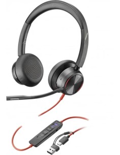 HP Poly Auriculares estéreo Poly Blackwire 8225 con certificación Microsoft Teams USB-C + Adaptador USB-C/A