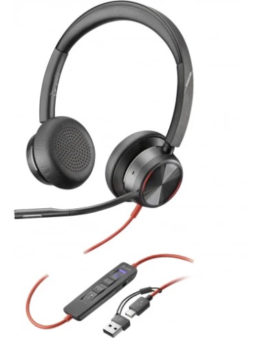 HP Poly Auriculares estéreo Poly Blackwire 8225 con certificación Microsoft Teams USB-C + Adaptador USB-C/A