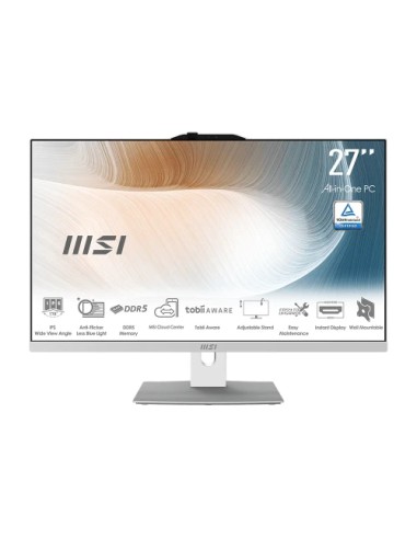 MSI AIO MODERN AM272P 1M-1423EU. 27" IPS LED FHD. INTEL  IRIS XE GRAPHICS. SO-DIMM DDR5 16GB (8GB*2). 512G M.2 PCIE SSD. W11 PRO