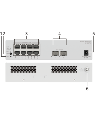 HUAWEI S210-8P2J (8*10/100/1000BASE-T PORTS (128W POE+), 2*2.5GE SFP PORTS, WITH 1*220 V AC POWER ADAPTER, FANLESS)