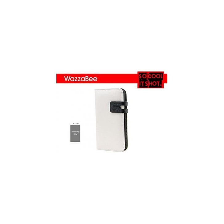 FUNDA WAZZABEE PARA SAMSUNG S IV POLIPIEL, MARCO INT. PLASTICO,CIERRE MAGNETICO,BLANCO (WB-S4-WP-WH)