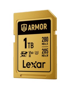 LEXAR 1TB PROFESSIONAL ARMOR GOLD SDXC UHS-II CARDS, UP TO 280MB/S READ 210MB/S WRITE C10 V60 U3,STAINLESS STEEL CASING, IP68