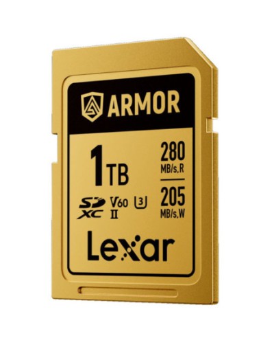 LEXAR 1TB PROFESSIONAL ARMOR GOLD SDXC UHS-II CARDS, UP TO 280MB/S READ 210MB/S WRITE C10 V60 U3,STAINLESS STEEL CASING, IP68