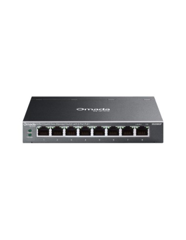 TP-Link Omada ES208GP switch Gestionado L2 Gigabit Ethernet (10/100/1000) Energía sobre Ethernet (PoE) DIN rail Negro