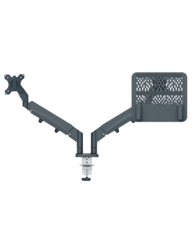 BRAZO DUAL PARA MONITOR Y PORTÁTIL ERGO SPACESAVING COLOR GRIS OSCURO LEITZ 65380089