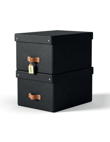 PACK 2 CAJAS DE ALMACENAMIENTO CARTÓN MEDIANA COLOR NEGRO LEITZ 61490095