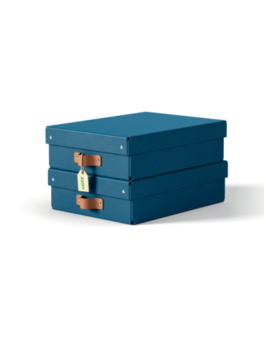 PACK 2 CAJAS DE ALMACENAMIENTO CARTÓN MEDIANA BAJA COLOR AZUL LEITZ 61480068