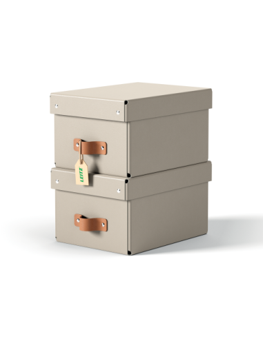 PACK 2 CAJAS DE ALMACENAMIENTO CARTÓN PEQUEÑA COLOR BEIGE LEITZ 61470012