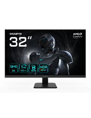 GIGABYTE GS32QA Monitor Gaming 32” QHD - 2560 x 1440, 180Hz, 1ms, 300 cd/m², FreeSync Premium, HDR Ready, HDMI 2.0, DisplayPort 