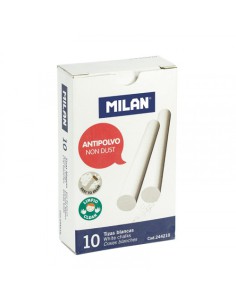 CAJA 10 TIZAS DE CARBONATO DE CALCIO BLANCAS REDONDAS -ANTIPOLVO MILAN 244210