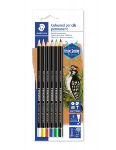 BLÍSTER CON 6 LÁPICES, UNO DE CADA COLOR (BLANCO, AMARILLO, ROJO, AZUL, VERDE Y NEGRO) STAEDTLER 10820BK6-C
