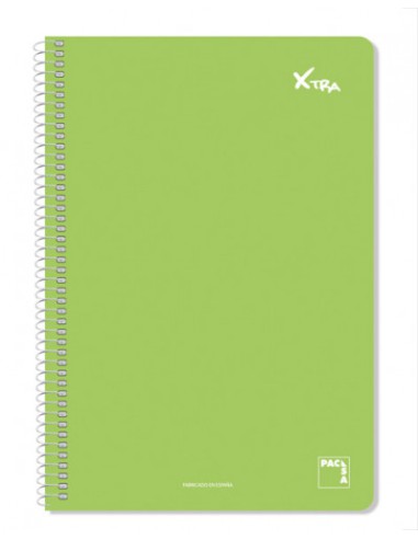 CUADERNO SERIE XTRA 60GR.TAPA CONTRACOLADA FOLIO (215X310MM.) 80 HOJAS CUADRÍCULA 4X4 COLOR VERDE OSCURO PACSA 16078