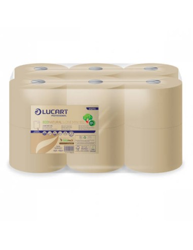 PAQUETE 12 ROLLOS HIGIENICO INDUSTRIAL ECONATURAL L-ONE MINI LUCART CE658