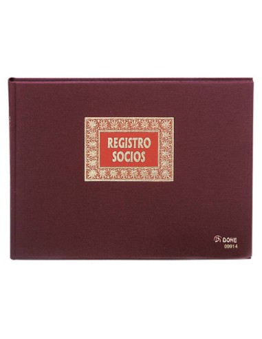 LIBRO DE REGISTROS REGISTRO SOCIOS FOLIO APAISADO 100 HOJAS NUMERADAS DOHE 09914