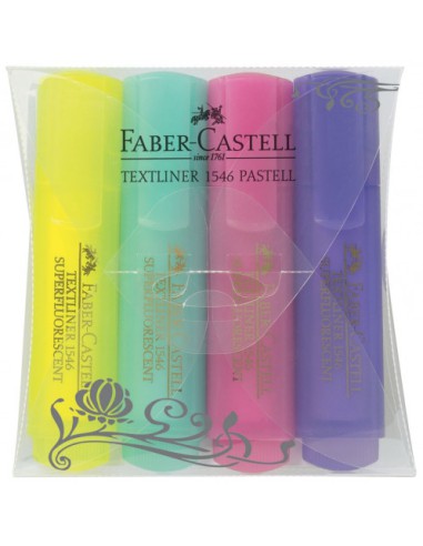 ESTUCHE 4 MARCADORES FLUOR TEXTLINER SURTIDO PASTEL FABER CASTELL 154610