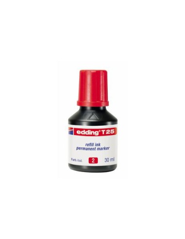 FRASCO TINTA PARA RELLENAR 25ML ROJA EDDING T25-002