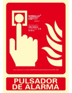 SEÑAL "PULSADOR DE ALARMA" 210X300 PVC ROJO ARCHIVO 2000 6171-04H RJ