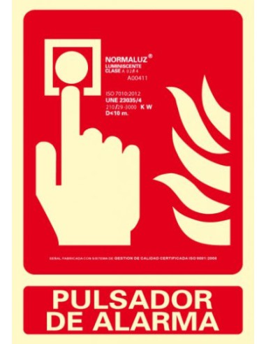 SEÑAL "PULSADOR DE ALARMA" 210X300 PVC ROJO ARCHIVO 2000 6171-04H RJ