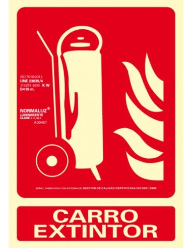 SEÑAL "CARRO EXTINTOR" 210X300 PVC ROJO ARCHIVO 2000 6171-02H RJ