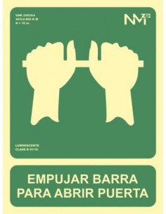 SEÑAL "EMPUJAR BARRA PARA ABRIR PUERTA" 224X300 PVC VERDE ARCHIVO 2000 6170-01H VE