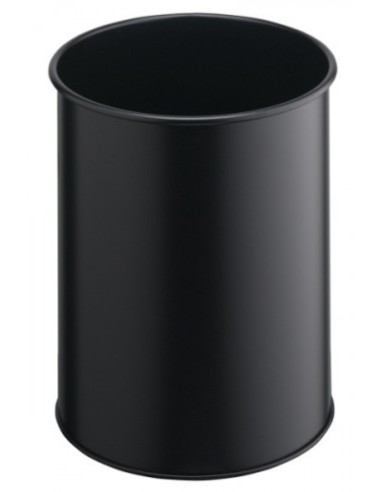 PAPELERA METALICA DE 15L LISA COLOR NEGRO DURABLE 3301-01