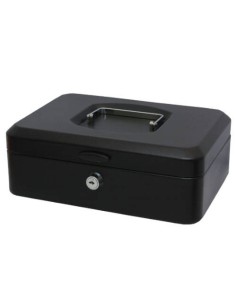 CAJA CAUDALES CON BANDEJA Y CIERRE TAMAÑO GRANDE 25X9X17 CM. NEGRA BISMARK 318738