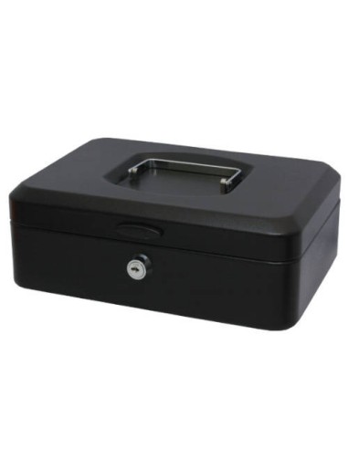 CAJA CAUDALES CON BANDEJA Y CIERRE TAMAÑO GRANDE 25X9X17 CM. NEGRA BISMARK 318738