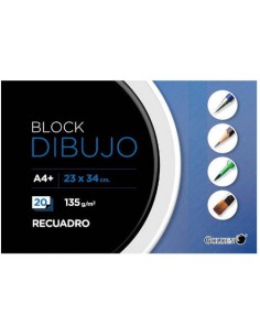 CUADERNO DE DIBUJO A4+ 135 GR. 20 HOJAS CON RECUADRO ENCOLADO 2 TALADROS GOLDEN 324276