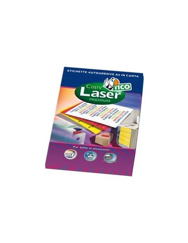 CAJA 70 HOJAS ETIQUETAS AMARILLO FLUORESCENTE CON MÁRGENES-LÁSER/INYECCIÓN DE TINTA/FOTOCOPIADORAS-70X36 MM TICO LP4FG-7036