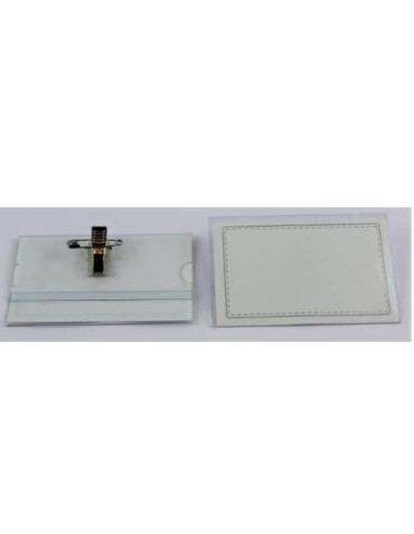 CAJA 50 FUNDAS IDENTIFICACION PVC RIGIDO APAISADO 55X87MM CON PINZA+IMPERDIBLE IBERPLAS 2076PI50