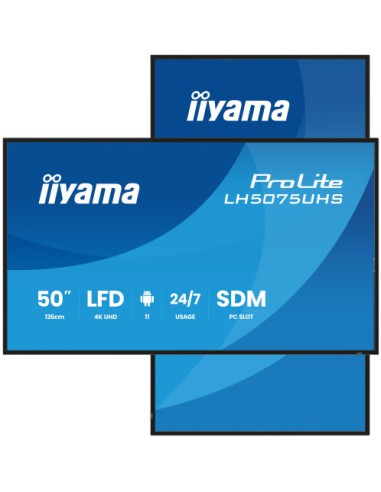 MONITOR TACTIL IIYAMA 50" 3840X2160, UHD VA, 500CD/M2, HORIZ VERT,FAILOVER,MM 2X 10W, HDMI 3X, DP, DP-OUT, USB 2.0 X2, WIFI, LAN