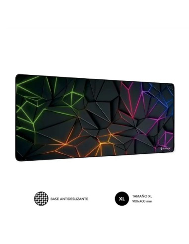 SUBBLIM Neon Obsidian XL Alfombrilla de ratón para juegos Negro, Multicolor