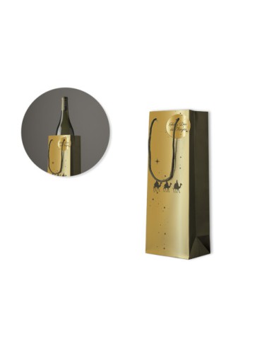 BOLSA BOTELLA DORADA REYES MAGOS (12X33,7X10 CM) BISMARK 333674