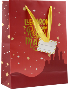 BOLSA PAPEL REYES MAGOS S (24X10X32 CM) FOIL CON TARJETA COLGANTE COLORES SURTIDOS BISMARK 333601