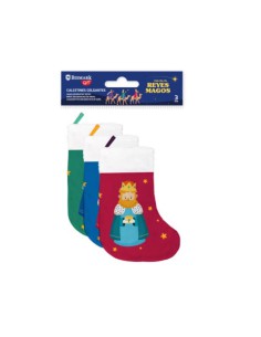 PACK 3 CALCETINES DECORATIVOS REYES MAGOS (VERDE/ROJO Y AZUL) BISMARK 332889