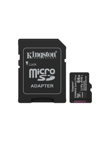 Kingston Technology 64GB microSDXC Canvas Select Plus Gen3 100MB/s A1 (Incluye adaptador de SD)