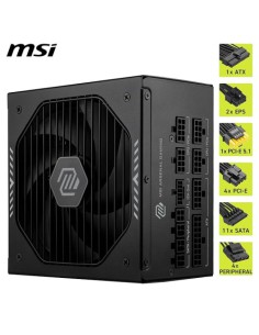 FUENTE ALIMENTACION MSI MAG A1000GLS PCIE5,PSU,1000W,80 PLUS GOLD,MODULAR,135MM,ACTIVE PFC,PCI-E 5.0 (16 PIN)X1,PCI-E (6+2 PIN)X