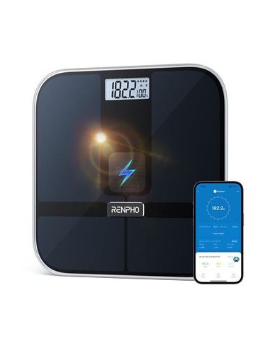 RENPHO ELIS SOLAR 2 - SMART BODY SCALE - ITO - BLE - 11X11X0.9 INCH - BLACK