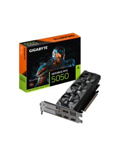 GIGABYTE GeForce RTX 5050 OC Low Profile 8G Tarjeta Gráfica - 8GB GDDR6, 128bit, PCI-E 5.0, 2587MHz Frecuencia del núcleo, 2 x D