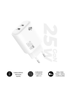 SUBBLIM CARGADOR GAN 25W CHARGER USB C+C