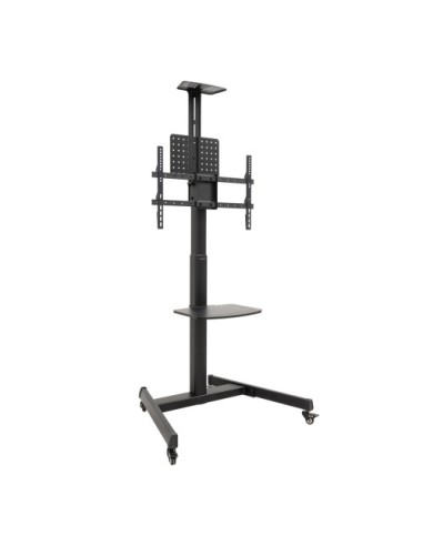 TooQ “COMETA” Soporte de Suelo con Ruedas con Regulación de Altura para Pantallas 37"- 70", Rotación 90, Negro