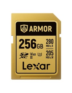 LEXAR 256GB PROFESSIONAL ARMOR GOLD SDXC UHS-II CARDS, UP TO 280MB/S READ 210MB/S WRITE C10 V60 U3,STAINLESS STEEL CASING, IP68