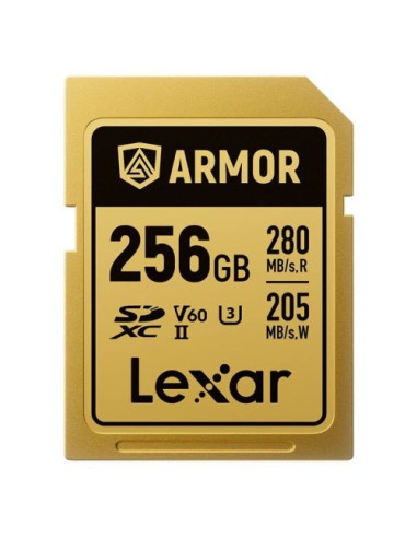LEXAR 256GB PROFESSIONAL ARMOR GOLD SDXC UHS-II CARDS, UP TO 280MB/S READ 210MB/S WRITE C10 V60 U3,STAINLESS STEEL CASING, IP68