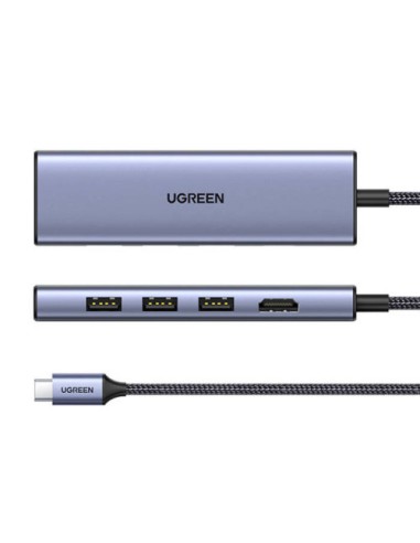 Ugreen 20956A hub de interfaz USB Tipo C 5000 Mbit/s Plata