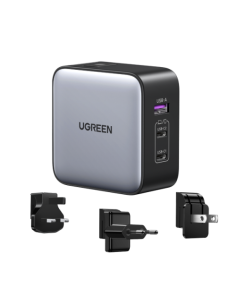 Ugreen 65W Nexode GaN Auriculares, Teléfono móvil, Portátil, Reloj inteligente, Tableta Gris USB Carga rápida Interior