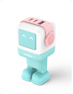 Ugreen Uno RG 65W 3-Port GaN Fast Charger pink blue Ordenador portátil, Teléfono móvil, Portátil, Tableta, Teléfono Azul Corrien