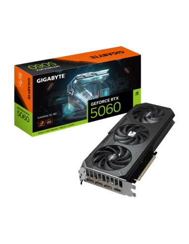 GIGABYTE GeForce RTX 5060 GAMING OC 8G Tarjeta Gráfica - 8GB GDDR7, 128bit, PCI-E 5.0, 2595 MHz Frecuencia del núcleo, 3 x Displ