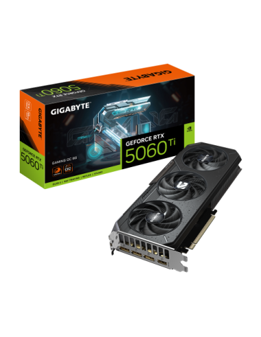 GIGABYTE GeForce RTX 5060 Ti GAMING OC 8G Tarjeta Gráfica 8 GB GDDR7, 128 bits, PCI-E 5.0, 2647 MHz Frecuencia del núcleo, 3 x D